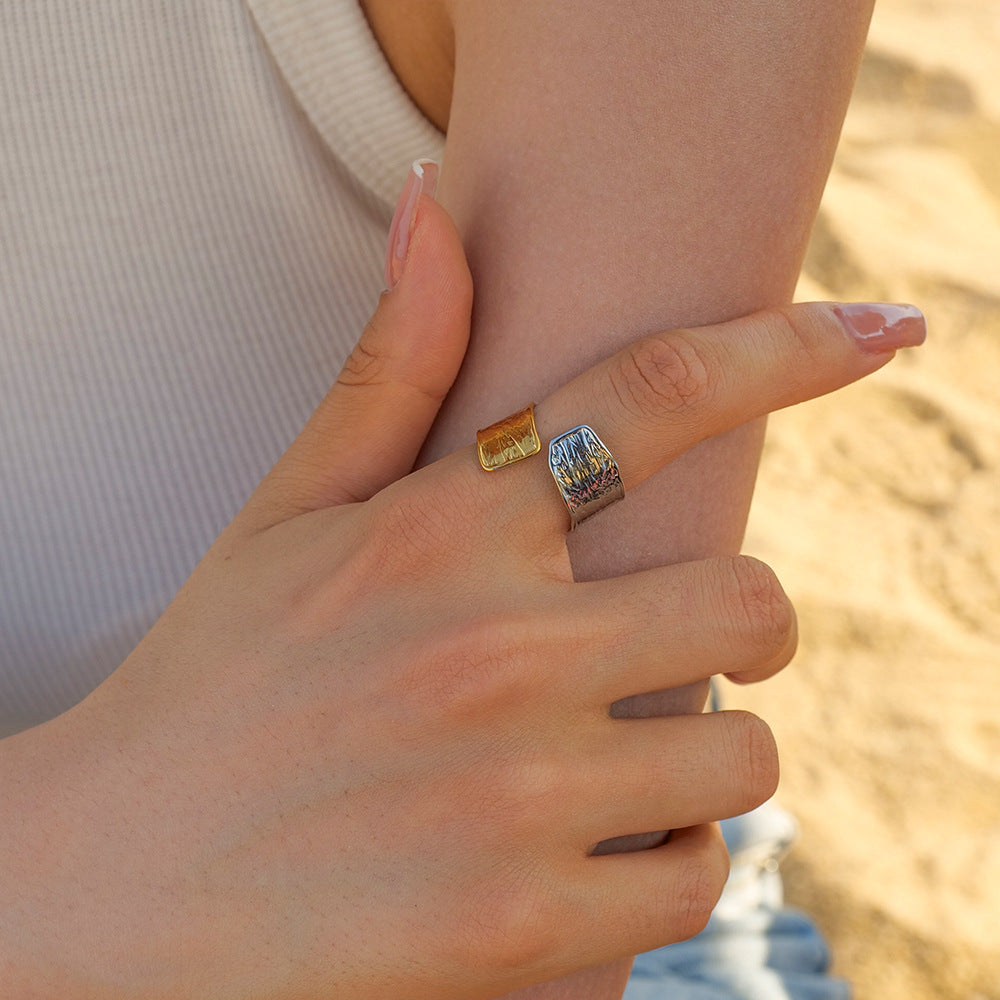Stainless steel flower ring high-end ins ring jewelry cross-border jewelry titanium steel exaggerated rings