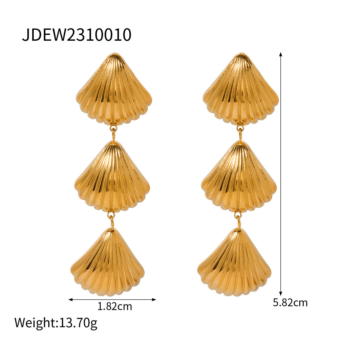 Stainless Steel Earrings for Women High-End Feel 18k Gold Non-Fading Starfish Shell Ins Earrings