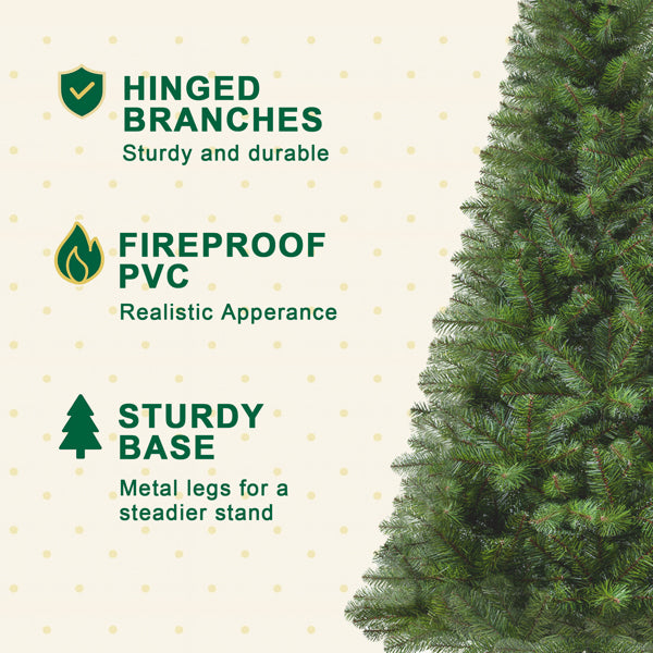 7FT Unlit Artificial Christmas Tree with 775 Tips, Full PVC Branches, Classic Green Holiday Tree with Sturdy Metal Stand for Indoor Home Decoration