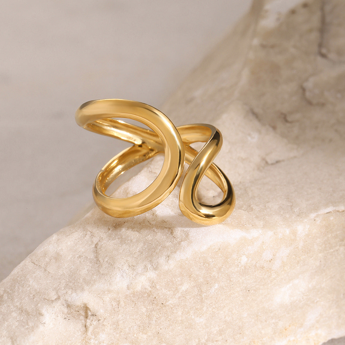 Stainless steel gold exaggerated ring high-end ins ring cross-border jewelry titanium steel rings