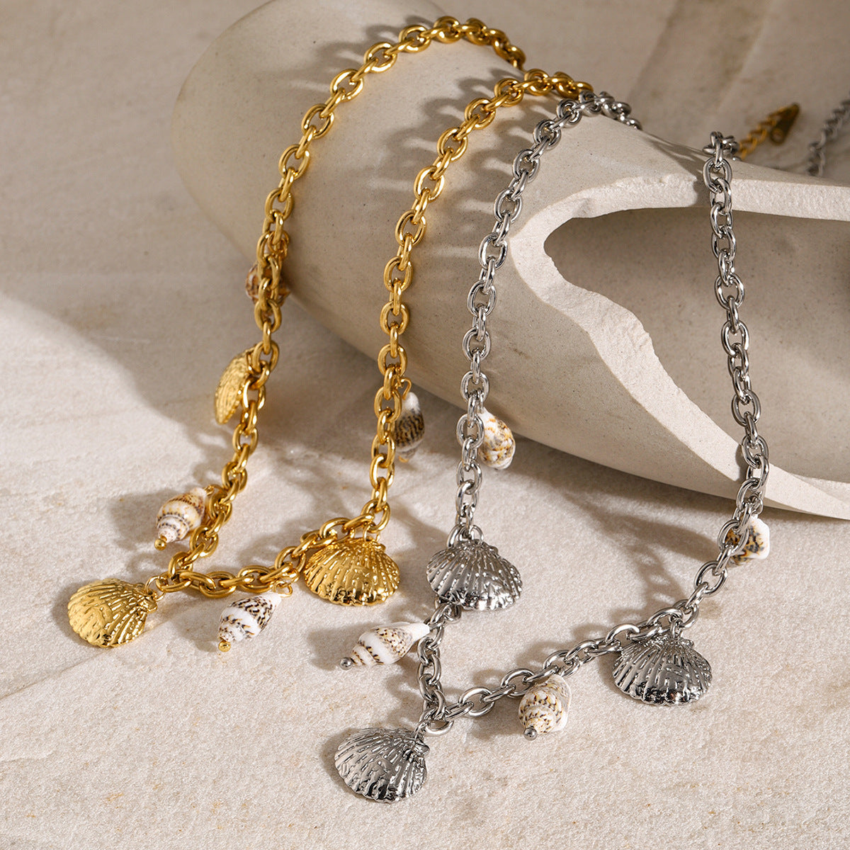 18k Gold Stainless Steel Starfish Shell Conch Bracelet