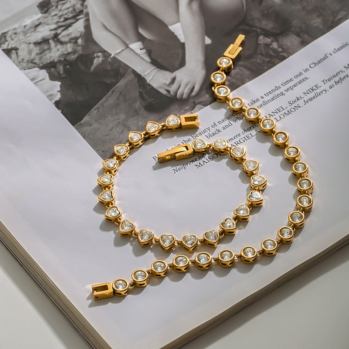 Titanium steel jewelry, stainless steel layered bracelets, light luxury high-end non-fading jewelry, tennis chains