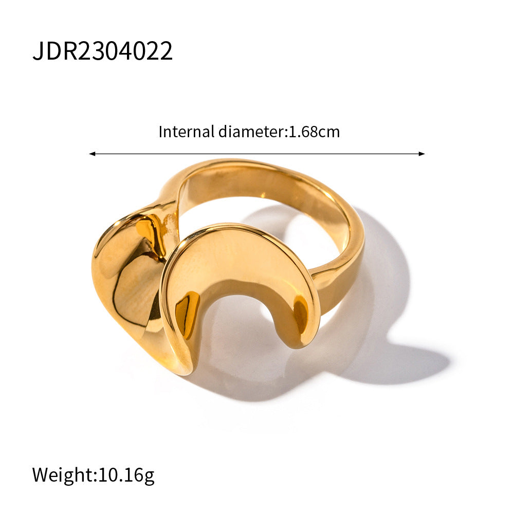 18K gold stainless steel exaggerated ring high-end INS light luxury titanium steel rings