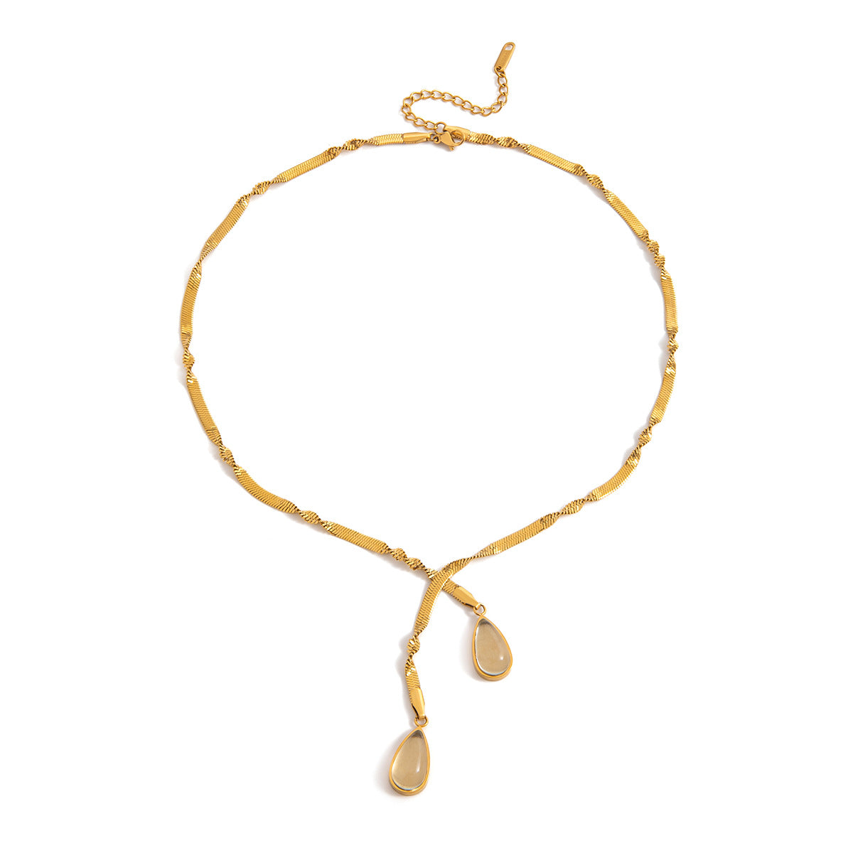 Stainless steel water drop glass pendant necklace light luxury high-end clavicle chain does not fade titanium steel necklace