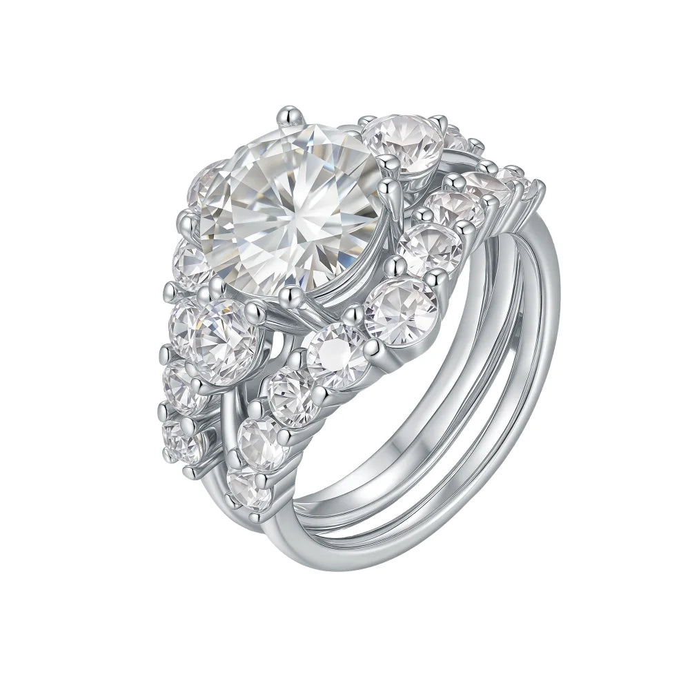 3CT Marquise Moissanite Couple Ring Set - 925 Sterling Silver Matching Bands for Women & Men