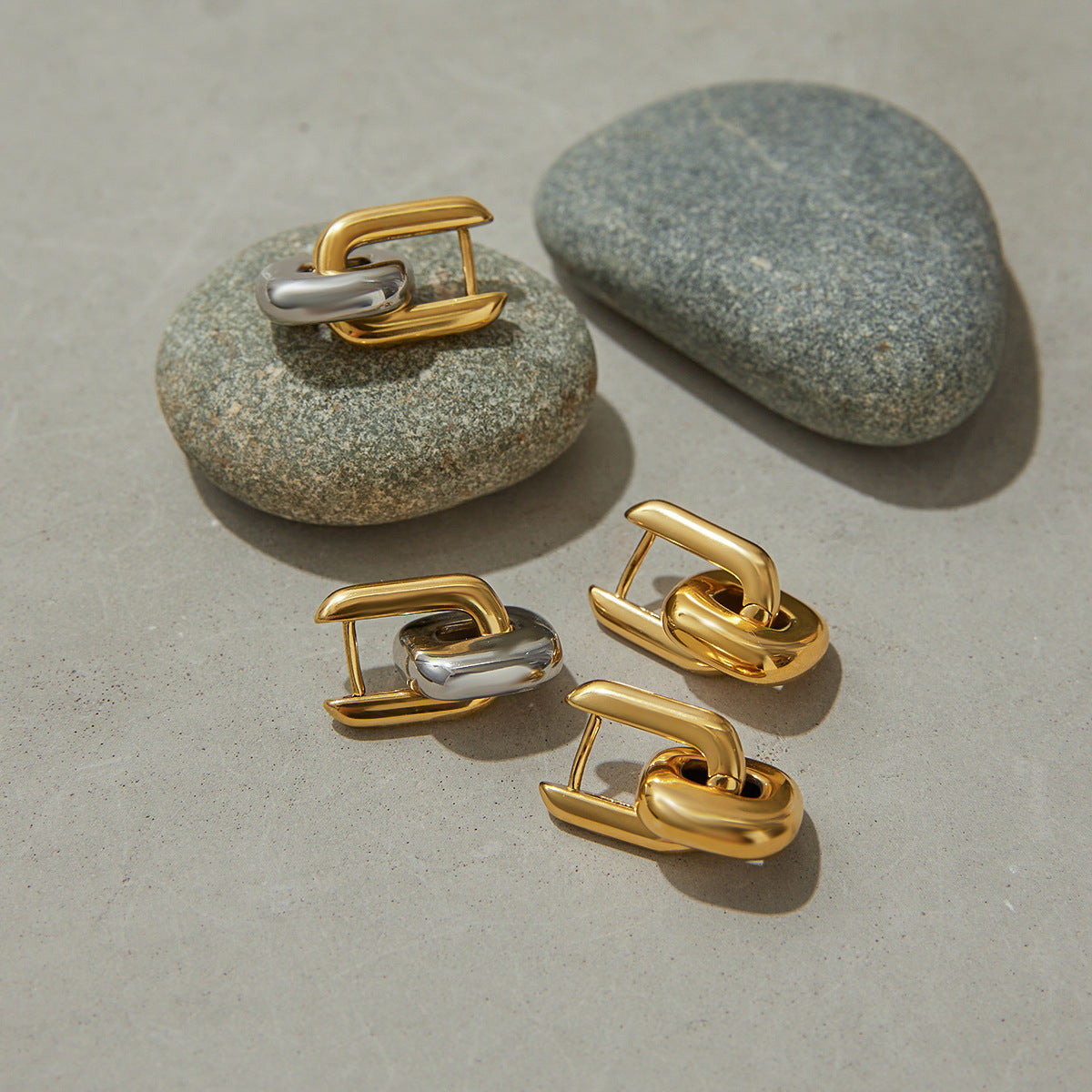 Color Block Earrings Stainless Steel Earrings Light Luxury High-end Earrings Titanium Steel
