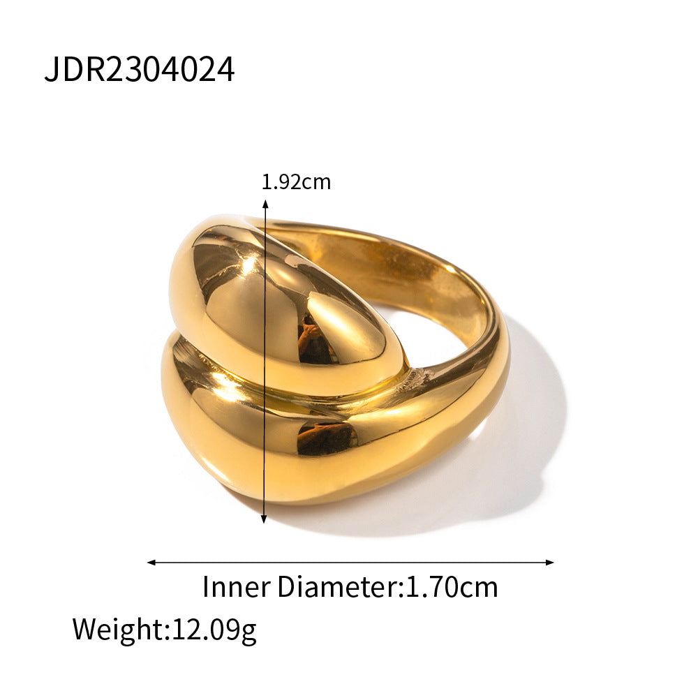 18K gold stainless steel exaggerated ring high-end INS light luxury titanium steel rings