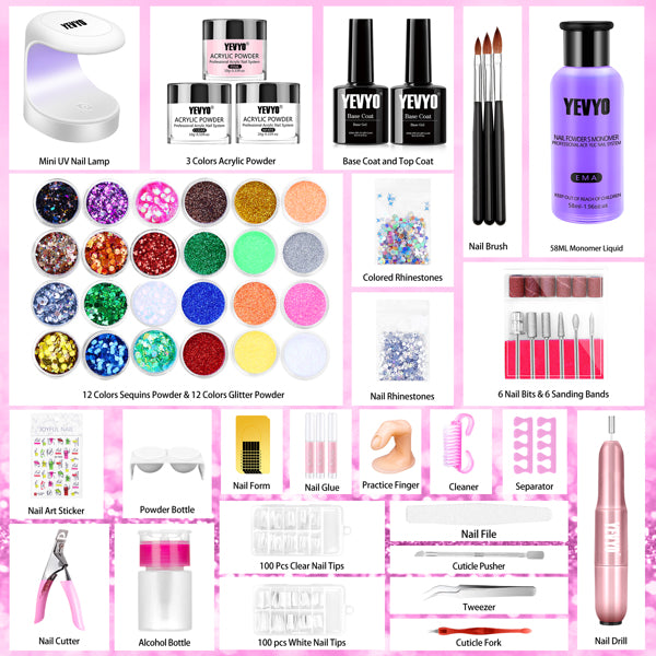 Acrylic Nail Kit with Nail Drill and UV Light, Birthday Gifts for Women, Valentines Day Gifts for Girls, Professional Nail Kit Acrylic Set with Everything for Beginner