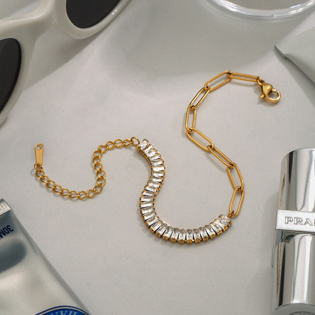 Titanium steel jewelry, stainless steel layered bracelets, light luxury high-end non-fading jewelry, tennis chains
