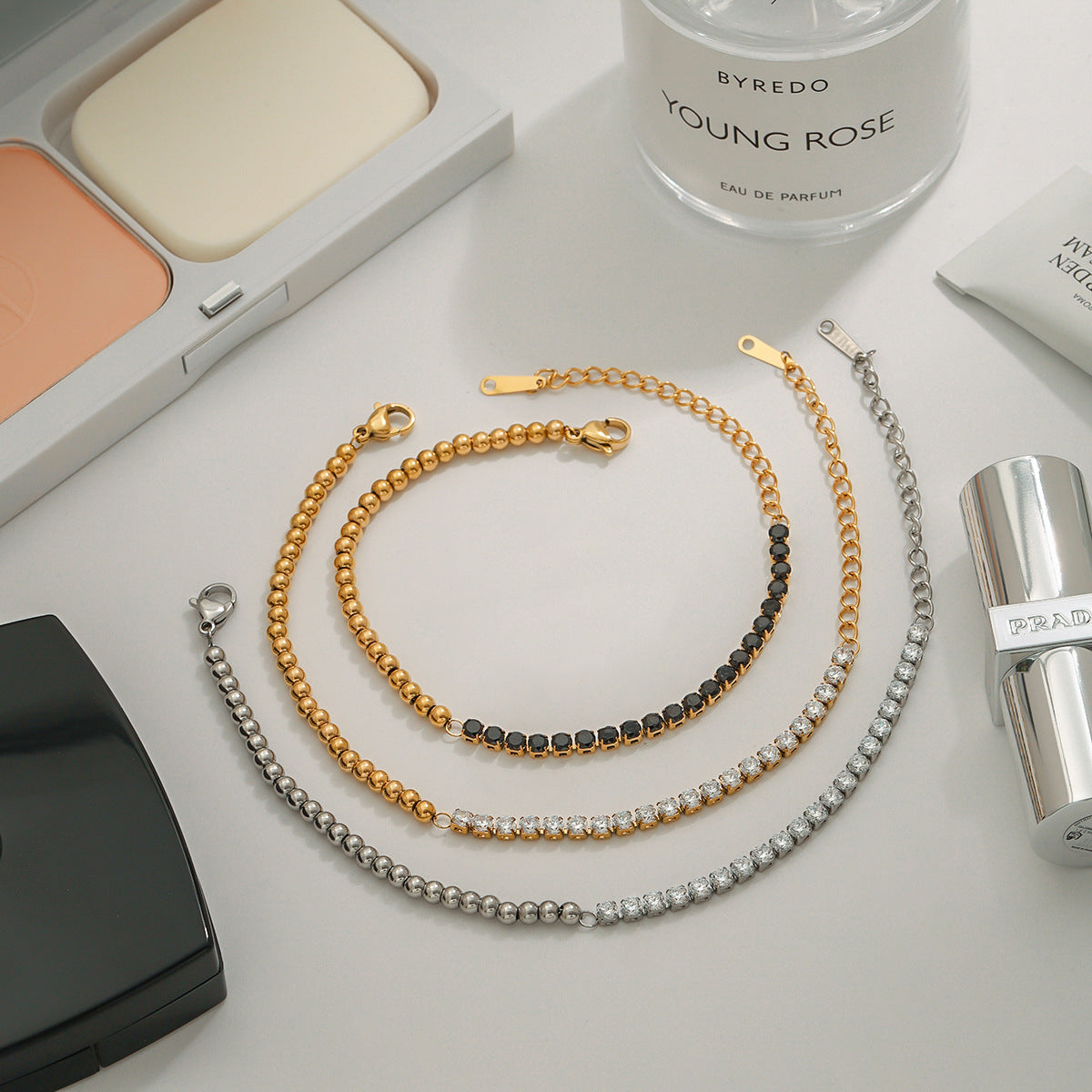 Titanium steel jewelry, stainless steel layered bracelets, light luxury high-end non-fading jewelry, tennis chains