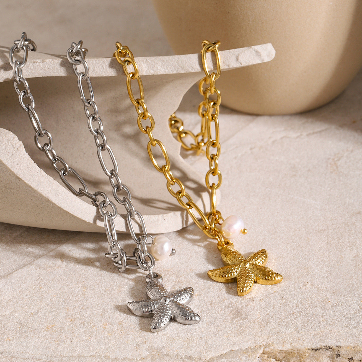 18k Gold Stainless Steel Starfish Shell Conch Bracelet