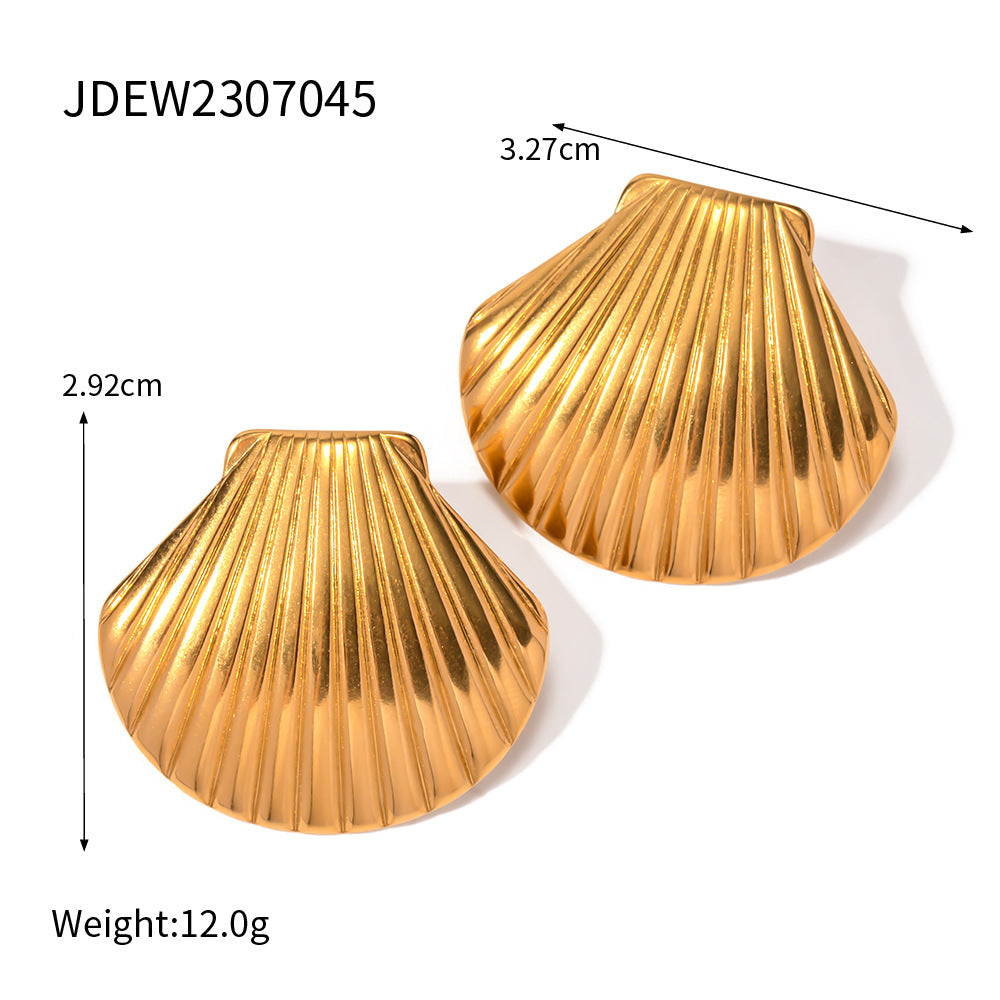 Stainless Steel Earrings for Women High-End Feel 18k Gold Non-Fading Starfish Shell Ins Earrings