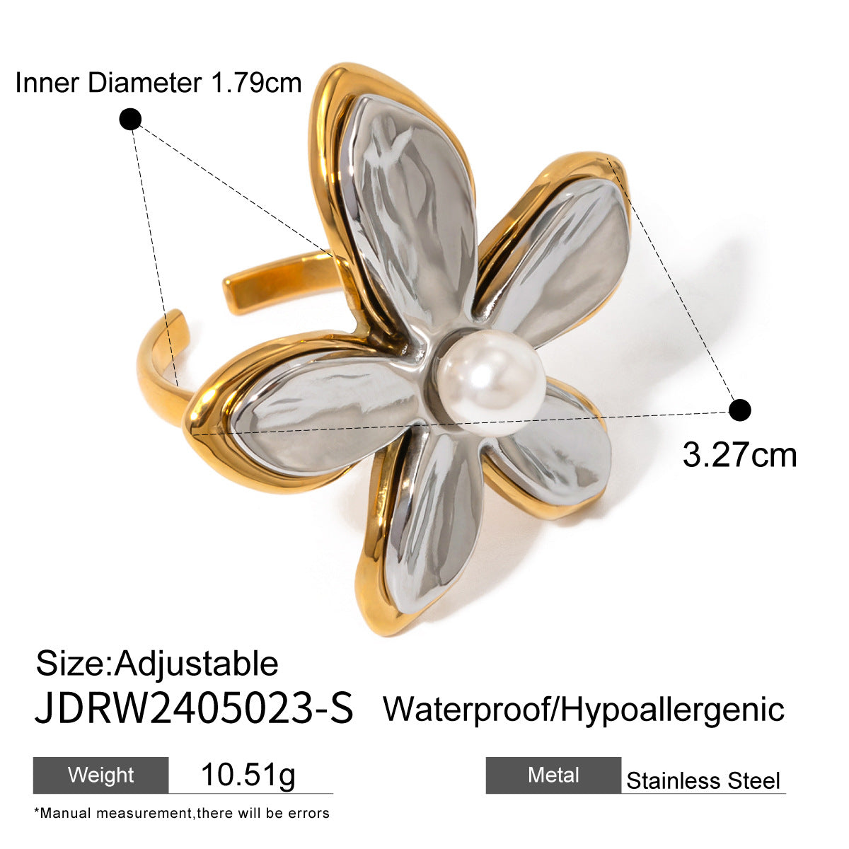 Stainless steel flower ring high-end ins ring jewelry cross-border jewelry titanium steel exaggerated rings