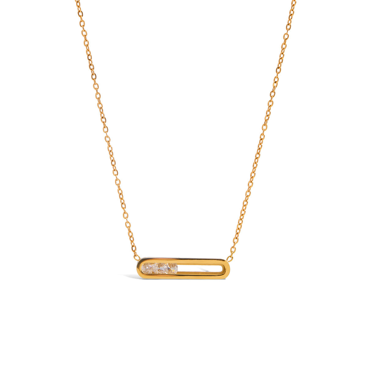 Rhinestone titanium steel necklace does not fade light luxury clavicle chain stainless steel jewelry high-end