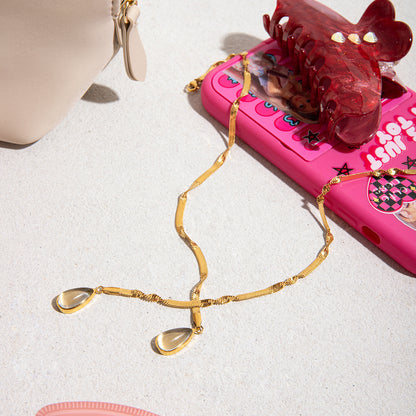 Stainless steel water drop glass pendant necklace light luxury high-end clavicle chain does not fade titanium steel necklace