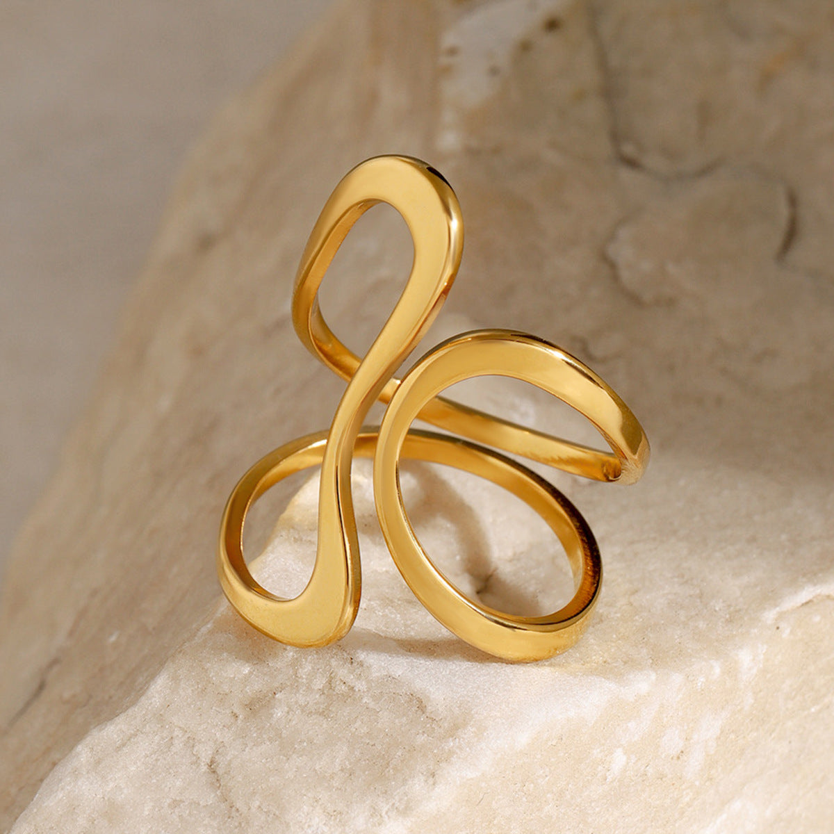 Stainless steel gold exaggerated ring high-end ins ring cross-border jewelry titanium steel rings