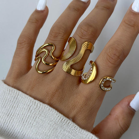 Stainless steel gold exaggerated ring high-end ins ring cross-border jewelry titanium steel rings