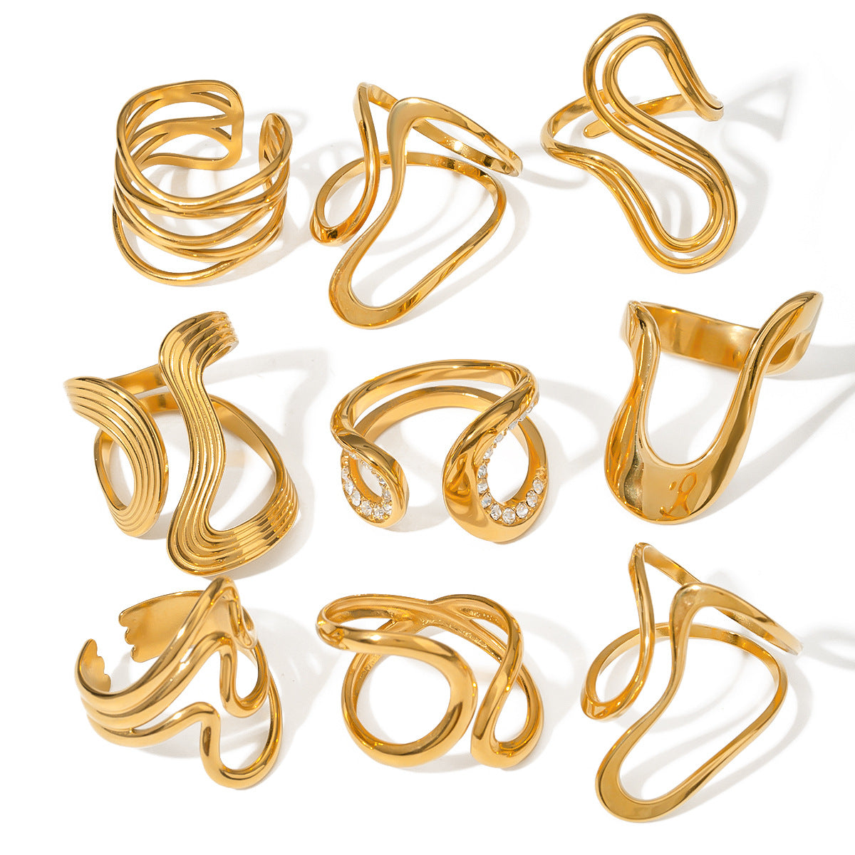 Stainless steel gold exaggerated ring high-end ins ring cross-border jewelry titanium steel rings