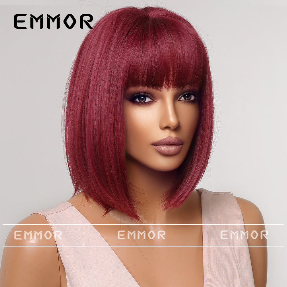 Gradient Gray Bob Shoulder-Length Wig Short Hair Full Wig