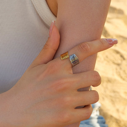 Stainless steel flower ring high-end ins ring jewelry cross-border jewelry titanium steel exaggerated rings