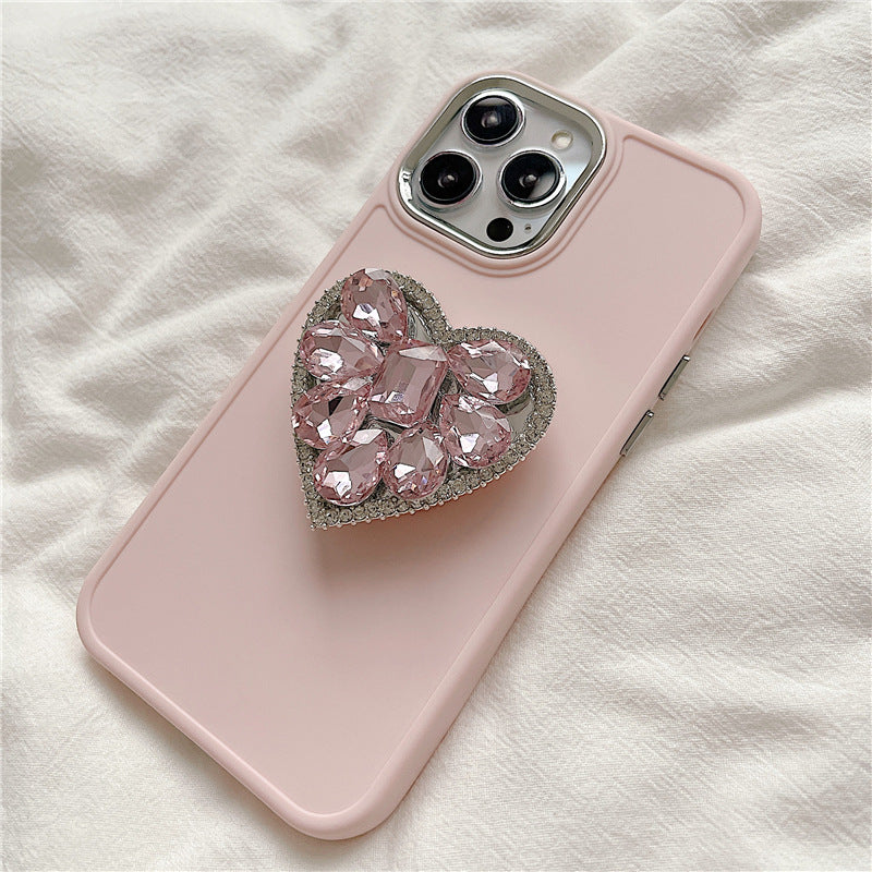 Luxury Rhinestone iPhone Case with Phone Stand, Sparkling Cover for iPhone 16/15/14 Pro Max, Minimalist Design