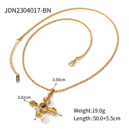 18K gold stainless steel cross necklace tiger eye pendant titanium steel does not fade