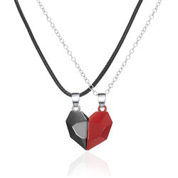 Magnetic Couple Heart Necklace - Unique Matching Faceted Pendant for Him & Her
