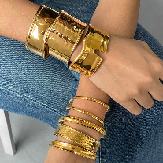Stainless Steel Exaggerated Gold Bracelet High-end Open Bracelet Titanium Steel Jewelry Bracelet