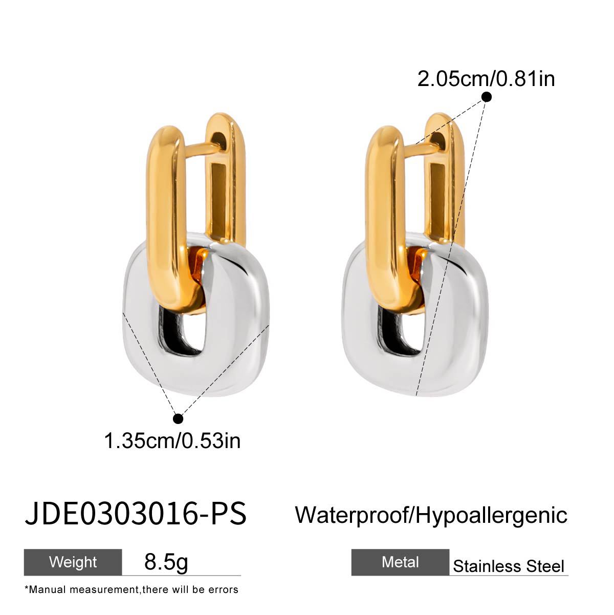 Color Block Earrings Stainless Steel Earrings Light Luxury High-end Earrings Titanium Steel