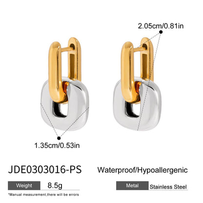 Color Block Earrings Stainless Steel Earrings Light Luxury High-end Earrings Titanium Steel