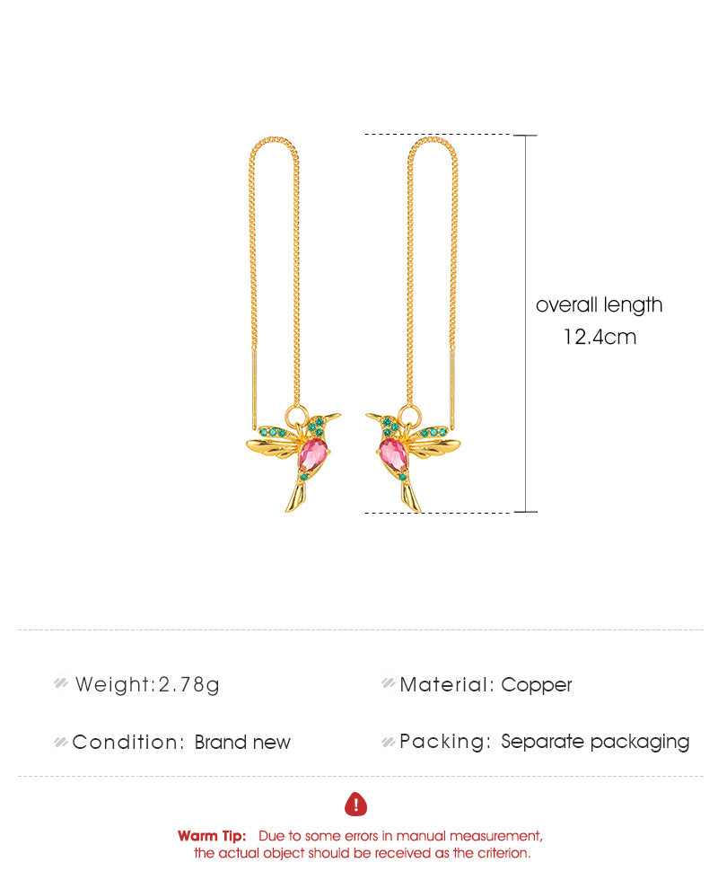 Elegant Hummingbird Drop Earrings - Crystal Accent Gift for Valentine's Day & Birthday