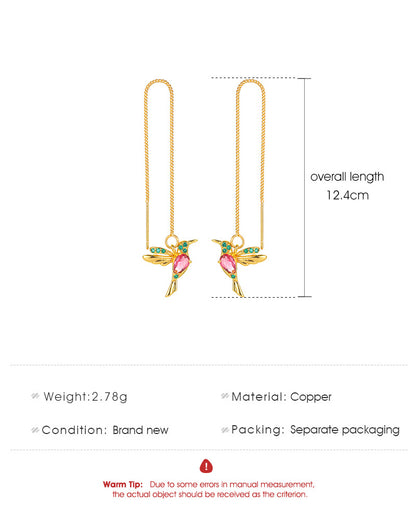 Elegant Hummingbird Drop Earrings - Crystal Accent Gift for Valentine's Day & Birthday
