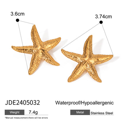 Stainless Steel Earrings for Women High-End Feel 18k Gold Non-Fading Starfish Shell Ins Earrings