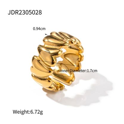 18K gold stainless steel exaggerated ring high-end INS light luxury titanium steel rings
