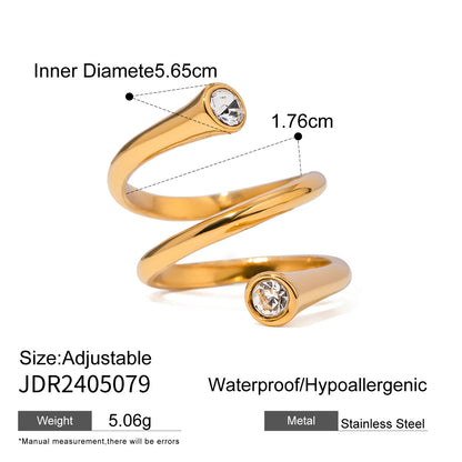 18k gold stainless steel zircon open ring high-end ins ring titanium steel rings