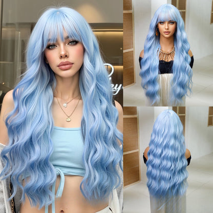Full Wig for Women Christmas Halloween Costume with Bangs and Big Waves Cosplay Wig