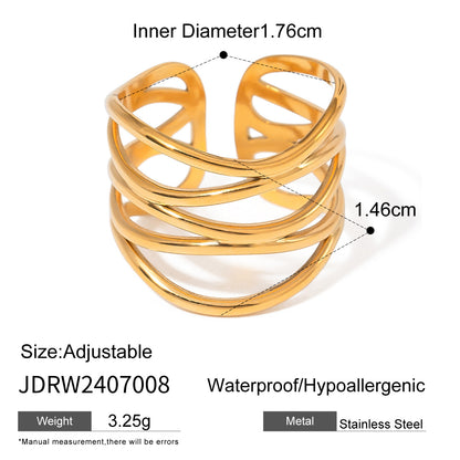 Stainless steel gold exaggerated ring high-end ins ring cross-border jewelry titanium steel rings