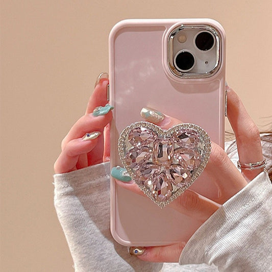 Luxury Rhinestone iPhone Case with Phone Stand, Sparkling Cover for iPhone 16/15/14 Pro Max, Minimalist Design