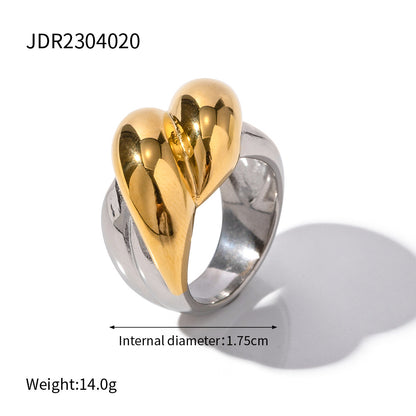 18K gold stainless steel exaggerated ring high-end INS light luxury titanium steel rings