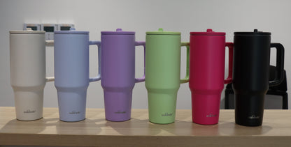 40oz Large Capacity Tumbler with Handle - Vacuum Insulated Stainless Steel Travel Mug, Keeps Drinks Ice Cold 24H+ for Gym, Work & Road Trips