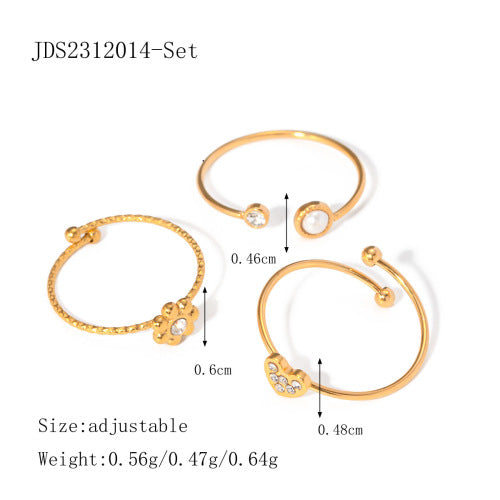 18k gold stainless steel zircon open ring high-end ins ring titanium steel rings