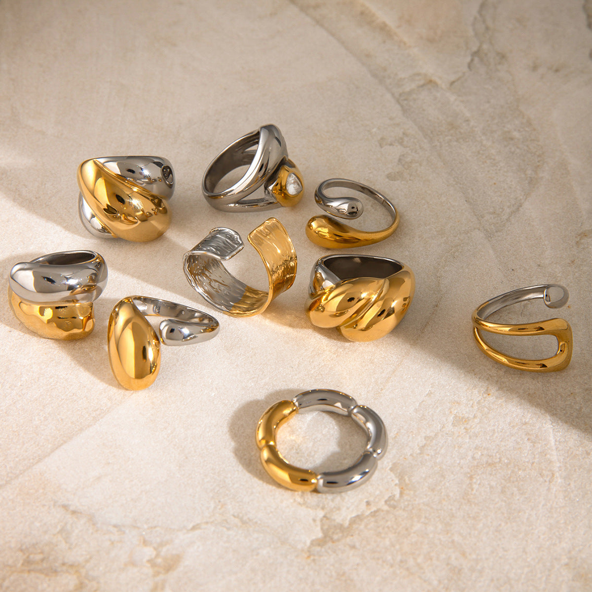 Stainless steel flower ring high-end ins ring jewelry cross-border jewelry titanium steel exaggerated rings