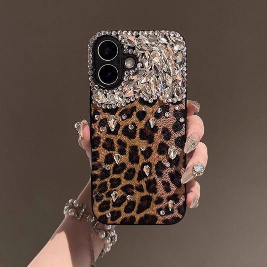 Bling Leopard Print iPhone Case - Full Protection Sparkle Cover for Women's 16ProMax/15/14