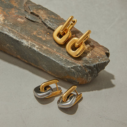 Color Block Earrings Stainless Steel Earrings Light Luxury High-end Earrings Titanium Steel