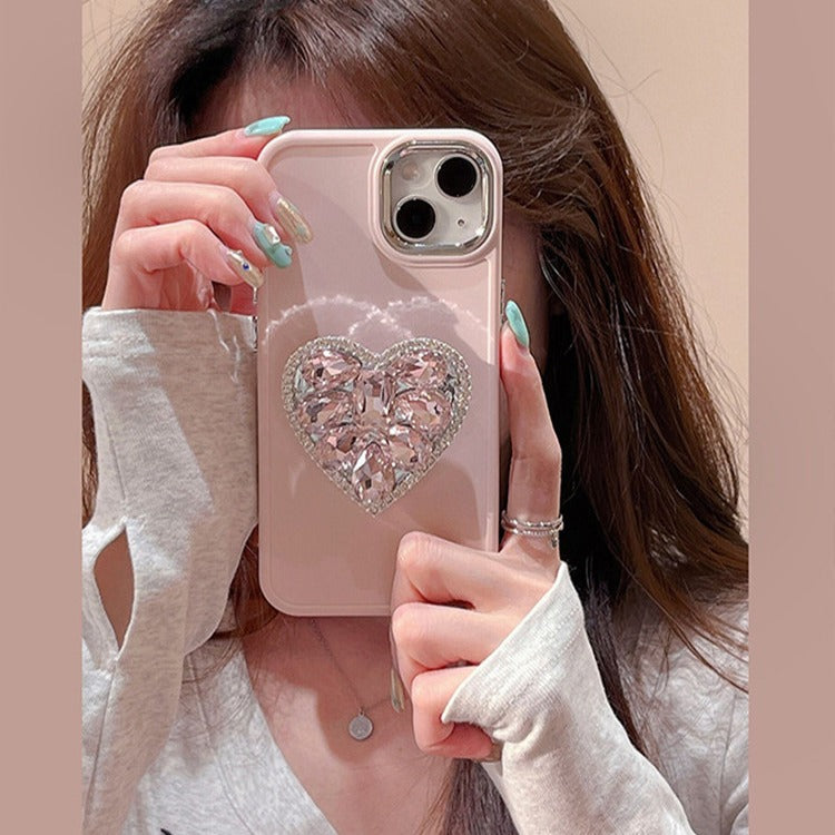 Luxury Rhinestone iPhone Case with Phone Stand, Sparkling Cover for iPhone 16/15/14 Pro Max, Minimalist Design