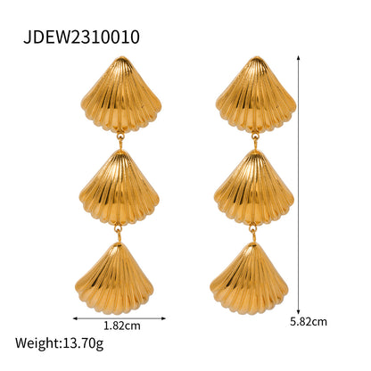 Stainless Steel Earrings for Women High-End Feel 18k Gold Non-Fading Starfish Shell Ins Earrings