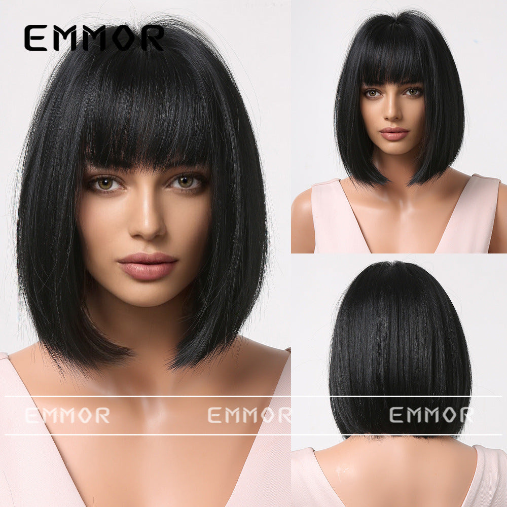 Gradient Gray Bob Shoulder-Length Wig Short Hair Full Wig