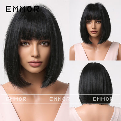 Gradient Gray Bob Shoulder-Length Wig Short Hair Full Wig