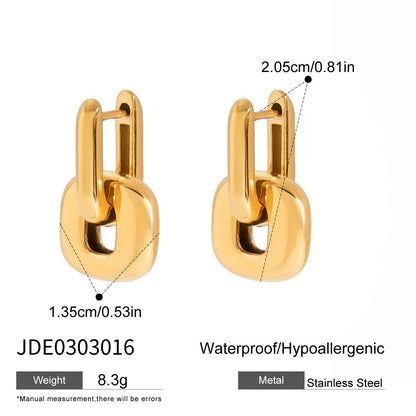 Color Block Earrings Stainless Steel Earrings Light Luxury High-end Earrings Titanium Steel
