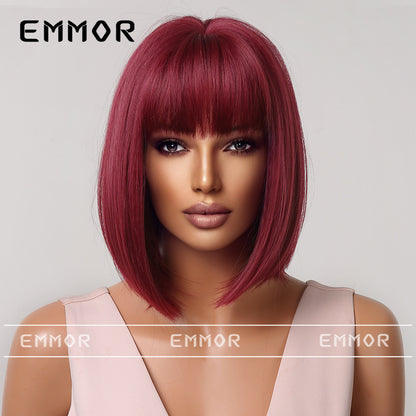Gradient Gray Bob Shoulder-Length Wig Short Hair Full Wig